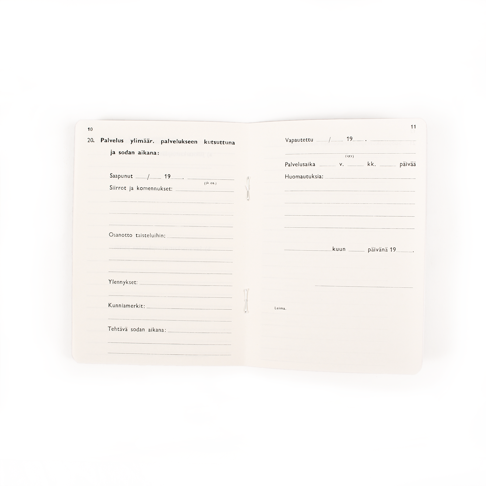 Finnish officers military pass, reproduction