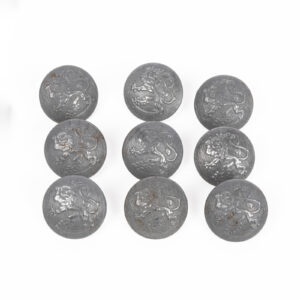 Coat of Arms Button Lot, Grey, Stamped #37