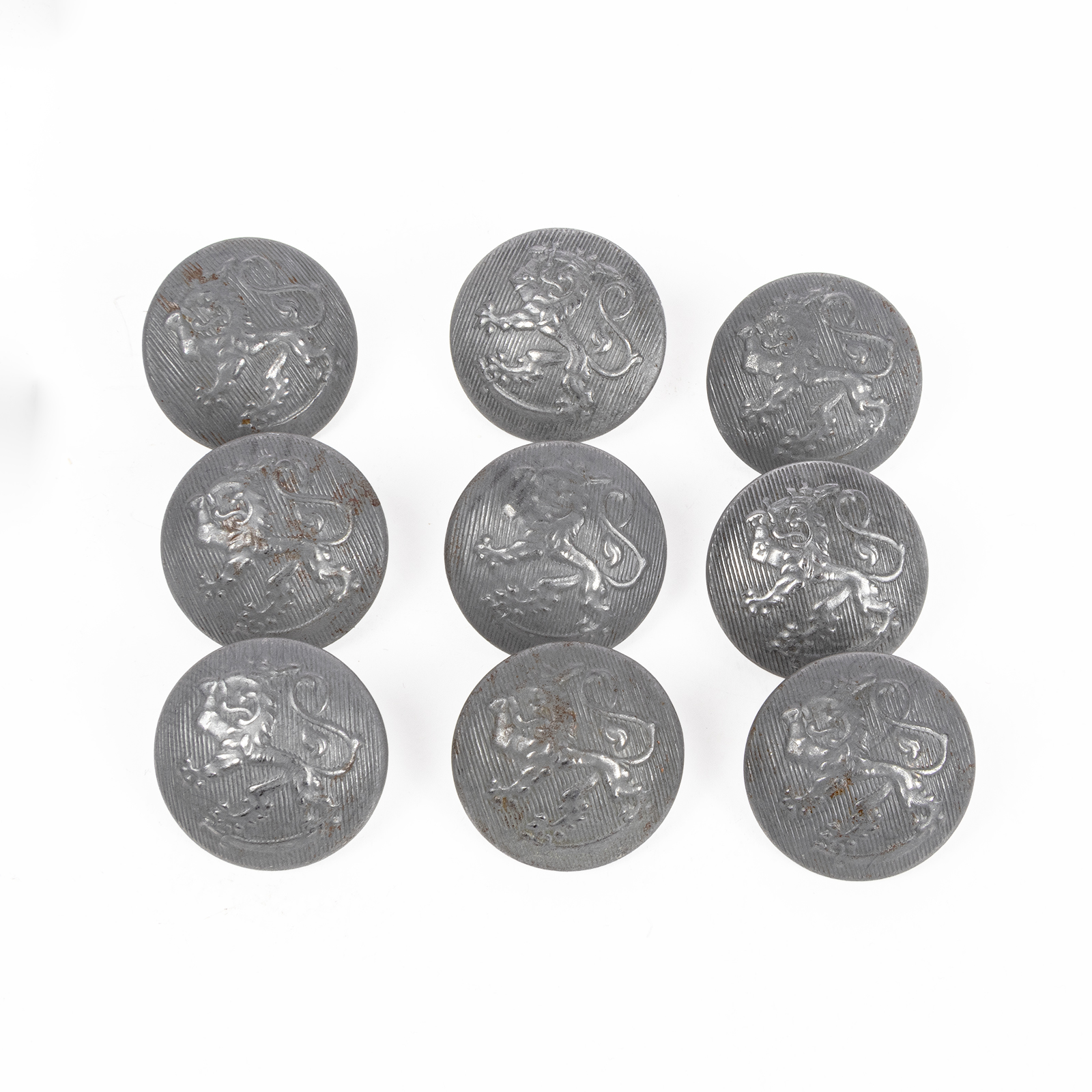 Coat of Arms Button Lot, Grey, Stamped #37