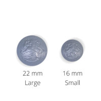 Grey metal reproduction coat-of-arms buttons