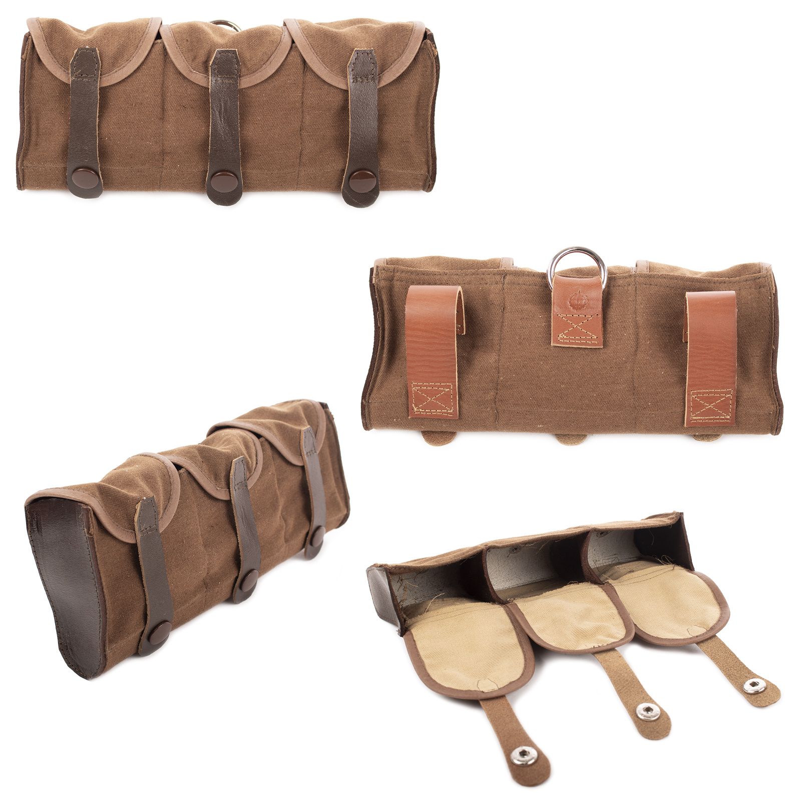 FIN-CANVAS-AMMO-POUCH-TYPE-1-001-BROWN-DARK-BROWN-MEDIUM-BROWN-001 Canvas Ammunition Pouch, Type 1, Reproduction