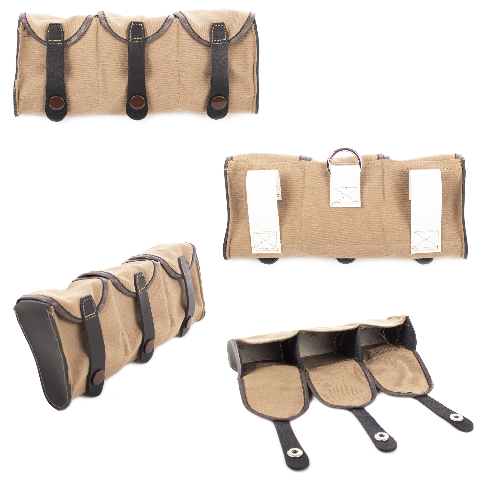 FIN-CANVAS-AMMO-POUCH-TYPE-1-001-KHAKI-BLACK-WHITE-001 Canvas Ammunition Pouch, Type 1, Reproduction