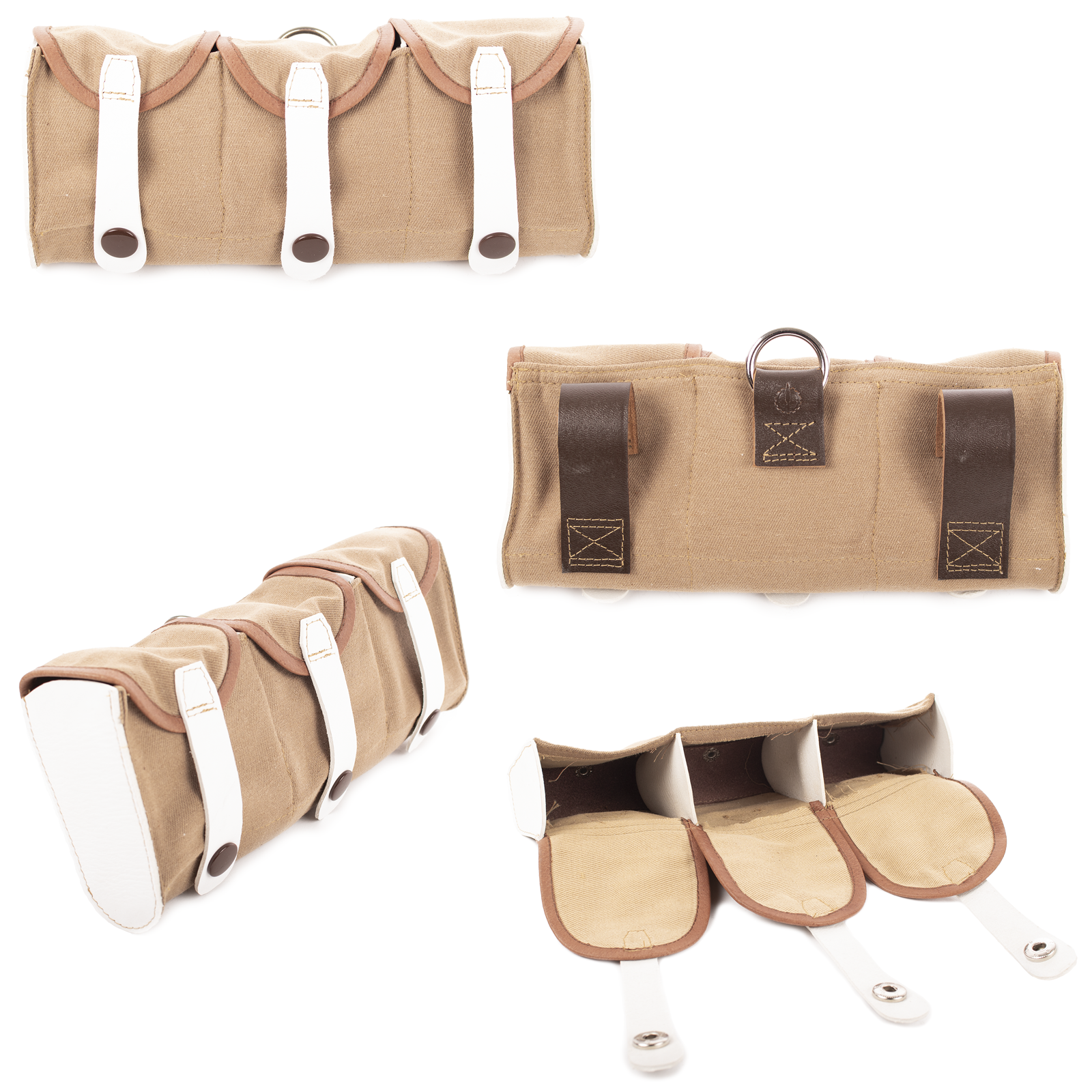 FIN-CANVAS-AMMO-POUCH-TYPE-1-001-KHAKI-WHITE-DARK-BROWN-001 Canvas Ammunition Pouch, Type 1, Reproduction